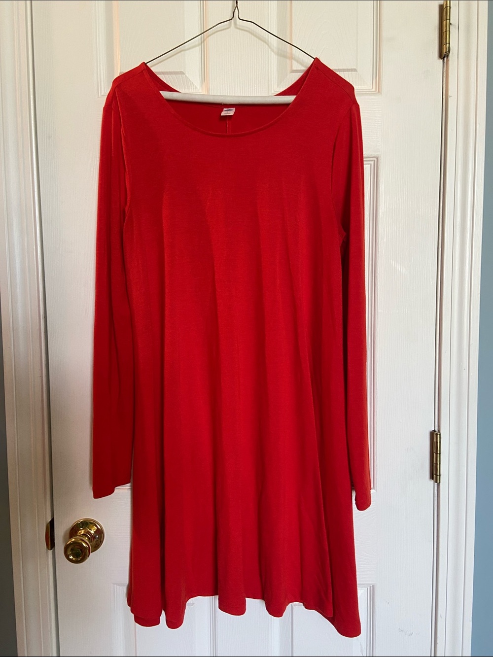 Old Navy Bright Red/Orange Long Sleeve Dress